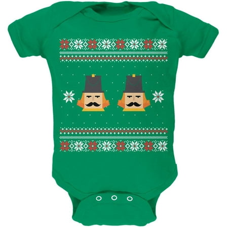 Nutcracker Full Color Ugly Christmas Sweater Green Baby One Piece