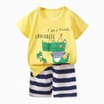 thumbnail image 4 of Gerichy Toddler Boys Toddler Baby Boys Summer Outfits 6 9 12 18 24 Months 2T 3T Patchwork Crew Neck Short Sleeve T Shirts Elastic Waist Shorts 6Pcs Clothes Set, 4 of 7
