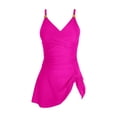 thumbnail image 4 of Women's One Piece Bikini Swimsuit Deep V Cross Side Tie Bow Back Sexy with Removable Bra Pads No Underwire for Beach Vacation,Hot Pink,M, 4 of 5