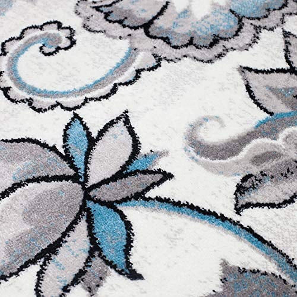 Home Dynamix Boho Odesa Modern Floral Runner Area Rug, Ivory/Aqua, 1'6"x7'2"