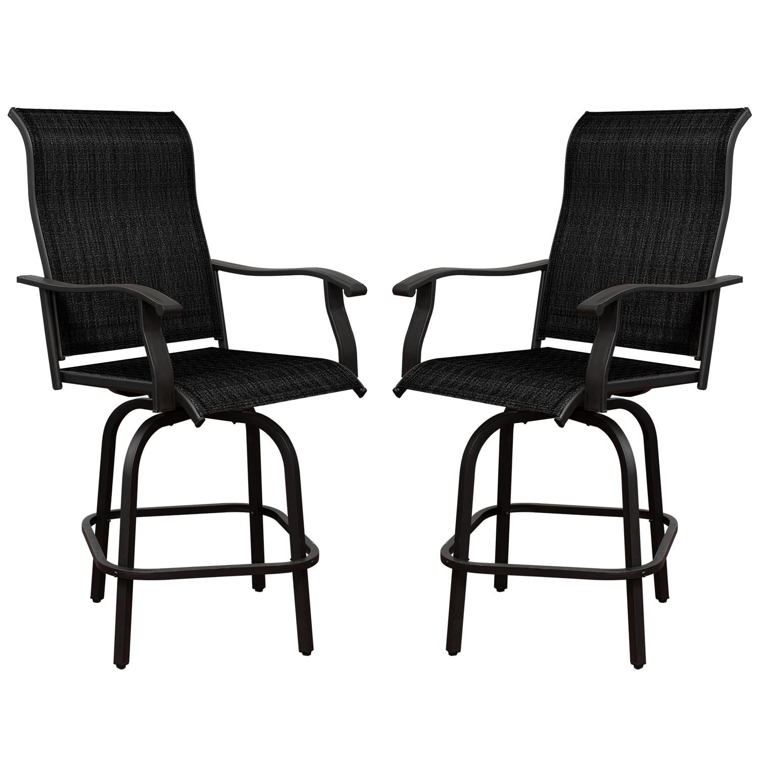 2 Pcs Patio Bistro Set, Bar Height Swivel Stools Chair Sets with High