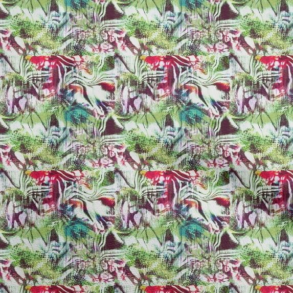 oneOonePolyesterSpandexLightGreenFabricAbstractDressMaterialFabricPrintFabricByTheYard56InchWide