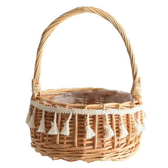 Shenmeida Woven Storage Basket with Handles Wedding Flower Girl Baskets Wicker Laundry Basket Rustic Decorative Flower Basket