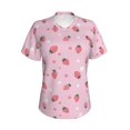 thumbnail image 4 of Wukai Floral Strawberr Classic V-Neck T-Shirt for Women: Comfortable, Stylish, and Versatile Wardrobe Essential-Large, 4 of 7