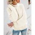 thumbnail image 2 of Ybenlow Womens Turtleneck Sweaters Batwing Long Sleeve Casual Loose Oversized Chunky Knit Pullover Jumper Tops Medium White, 2 of 5