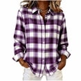 thumbnail image 2 of Zormilly Button Down Shirts for Women Plaid Long Sleeve Cotton Shirt Shackets Collared Lightweight Fashion Casual Fall Outfits, S-2XL, 2 of 5