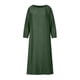 thumbnail image 5 of Vestido largo liso a media pierna con cuello redondo y bolsillos sueltos a la moda para mujer Fridja  yut2138, 5 of 9
