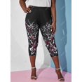 thumbnail image 2 of Talla grande Impresión floral Capri Leggings Rosegal Leggings de talla grande, 2 of 5