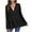 Black, variant on Full Zip Up Hoodie Jacket for Women Pleated Tiered Ruffle Hooded Sweatshirts Coat Long Sleeve Pullover Cardigan