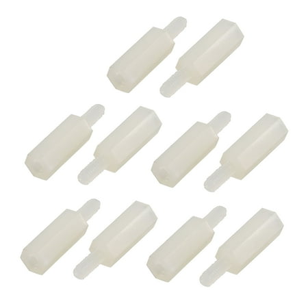 

30 Pcs M2 10mm+5mm Female-Male White Nylon Hex PCB Stand-Off Screw Spacer