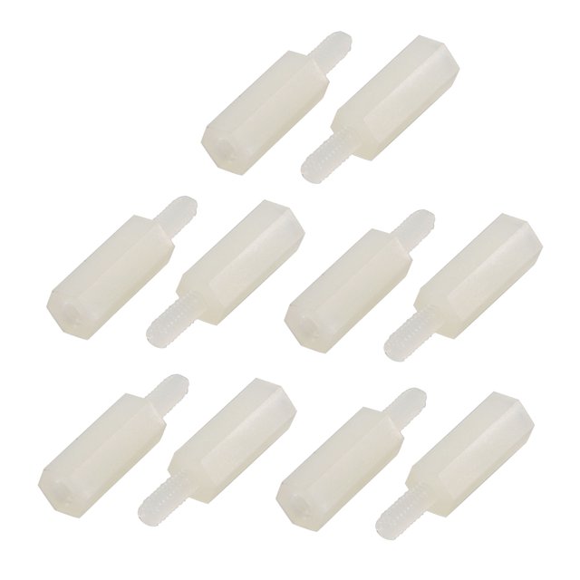 Unique Bargains 30 Pcs M2 10mm + 5mm Femelle-Mâle Blanc Nylon Hexagonal PCB Espaceur de Vis