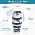 thumbnail image 2 of Yayeee 40oz Double-Wall Insulated Stainless Steel Tumbler with Handle Bottle, Light Sharks, 2 of 8