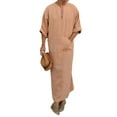 thumbnail image 3 of Mens Arab Muslim Long Robe Clothes Casual Middle East Islamic Thobe Kaftan Robes, 3 of 3
