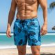 thumbnail image 1 of Pantalones cortos de playa hawaianos informales para hombre, pierna recta, estilo casual, holgados, de secado rápido, bañadores para hombre, 1 of 9