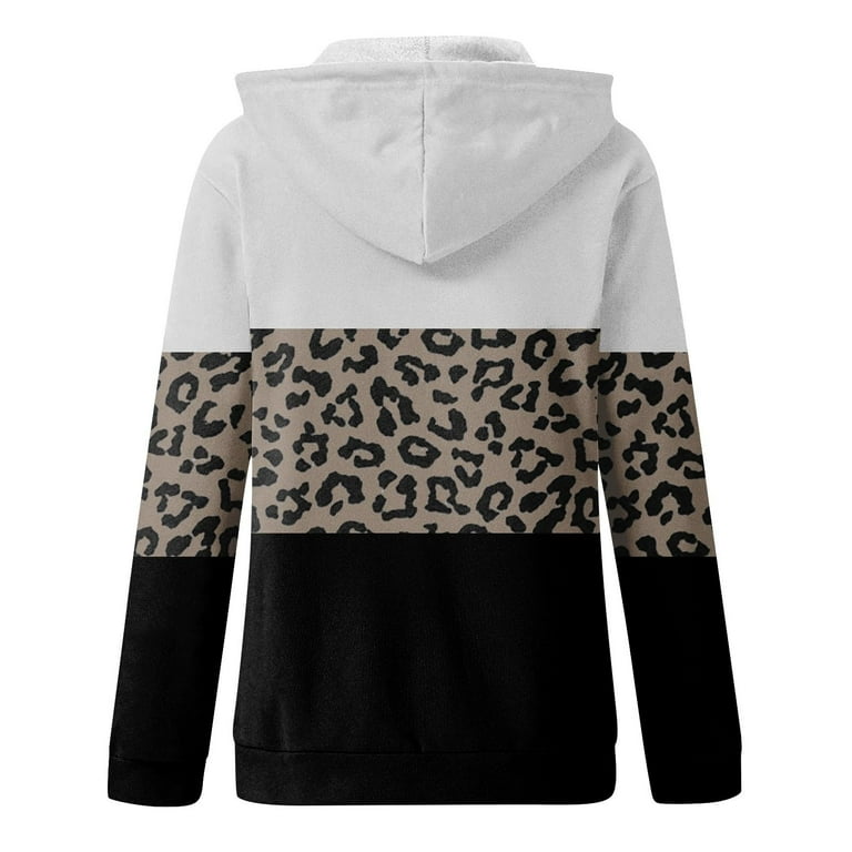 Black & White Leopard Block Hoodie Black & White Leopard Block Hoodie