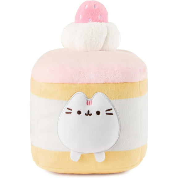 GUND Pusheen Strawberry Sponge Cake Plush, Squishy Toy, Pink, 6”