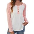 thumbnail image 1 of Moda mujer casual manga larga o-cuello patchwork señoras tops camiseta blusa Fridja fhghd1290, 1 of 5