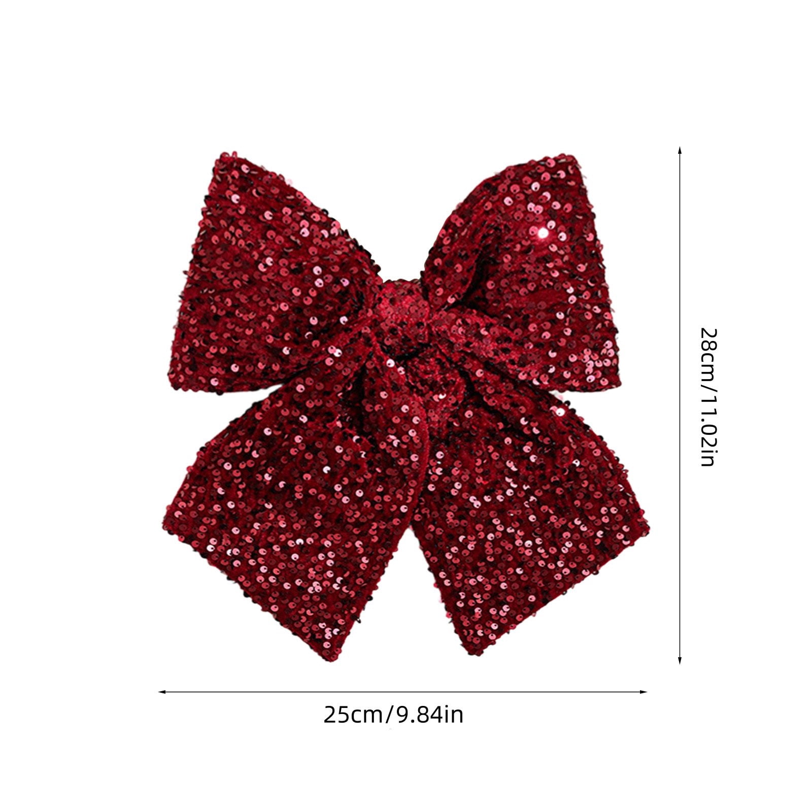 Christmas Bow 11x10 Inches Premium Velvet Ribbon with Sequins Glitter Decoration for Christmas Tree Wedding Gift Box Party Decor Multiple Size Options Available