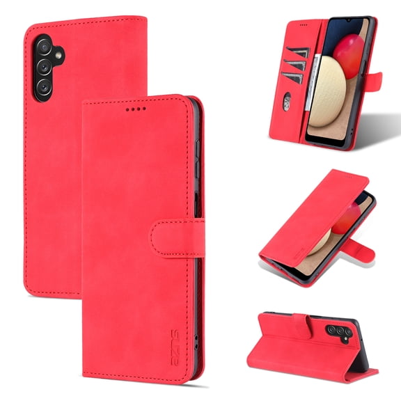 Premium Wallet Case for Samsung Galaxy S23 Plus, Luxury PU Leather Flip Folio Cover with Card Slots Holder Kickstand Magnetic Clasp Glossy Case Soft Silicone Shockproof Protection Case,Red