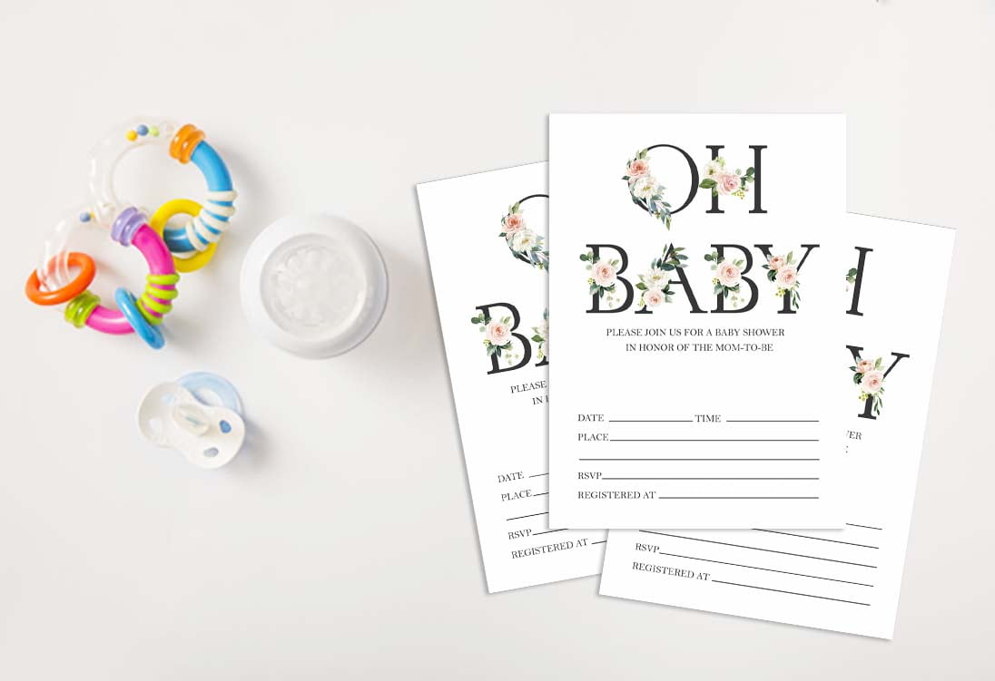 Inkdotpot 30 Gender Neutral Baby Shower Invitation Cards Oh Baby Fill In Blank Invites
