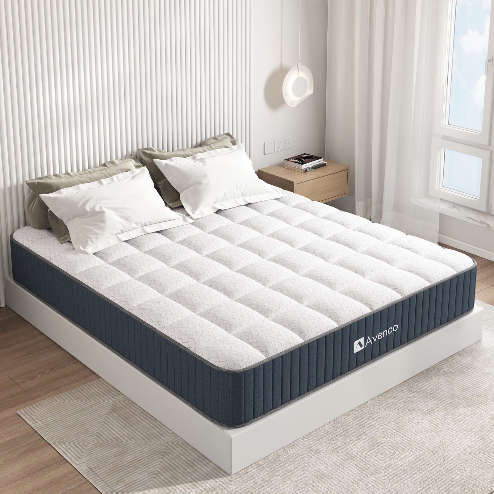Details about   10 Inch Queen Size Individually Wrapped Innerspring Mattress With Supportive 