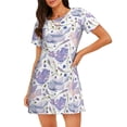 thumbnail image 1 of Balery Lavender Flowers Camisón de manga corta con cuello redondo para mujer, cómodo y elegante., 1 of 6