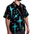thumbnail image 2 of Easter Cross Men's Short Sleeve Poplin Beach Shirts, Casual Printed Button Down Summer Hawaiian Shirt - Unisex, 2 of 6