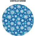 thumbnail image 4 of Winter Snowflake Tablecloth Round Snow Seasonal Blue Table Cloths Circular Table Cover Washable Wipeable Polyester Tabletop Holiday for Dining Kitchen Picnic Party Decor 60 Inch, 4 of 7