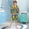 thumbnail image 5 of FORMRS Niños Bathrobe Unisex Hooded Robe Soft Plush Pajamas Sleepwear, Size 10-12T, Flamingo Floral Pattern, 5 of 7