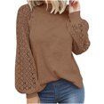 thumbnail image 2 of ICHUANYI Clearance Women's Long-sleeved Lace Stitching Loose Tops Solid Sweatershirt(Coffee, XL) ICHUANYI WER2023081505159, 2 of 6