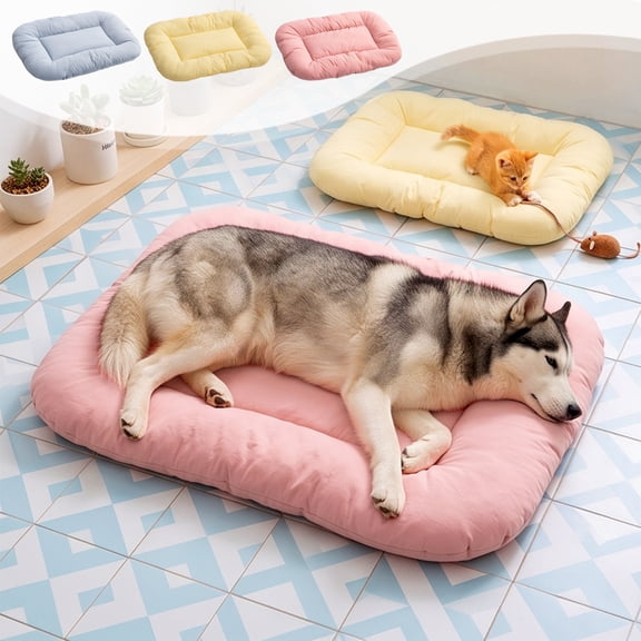 Pet Bed Mat, Dog Cat Sleeping Pad, Soft Fuzzy Cozy Pet Cushion for Crate Kennel Sofa Floor, Polyester Breathable Pet Mattress for Small Medium Large Animals, All-Season Indoor Use,Machine Washable