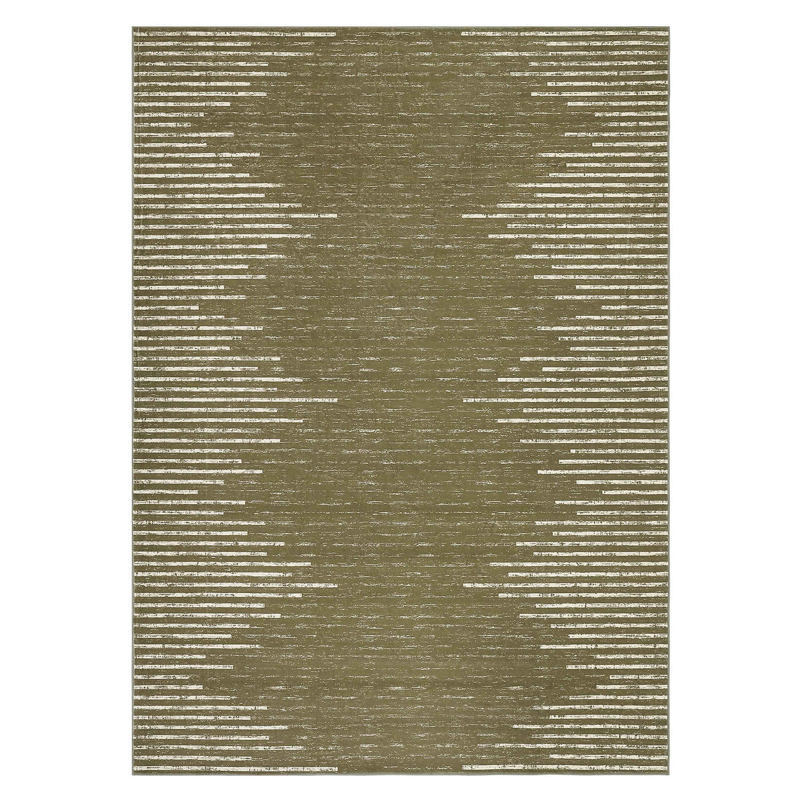 GlowSol 8' x 10' Large Washable Rug Geometric Striped Area Rug Soft Non Slip Low Pile Stain Resistant Carpet for Living Room Bedroom, Camel