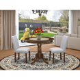 thumbnail image 2 of East West Furniture 3 Pc Dining Table Set Includes a Round Table and 2 Parson Chairs, Antique Walnut, 2 of 7