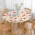 thumbnail image 3 of Red Mushroom Floral Light Beige Pattern Round Fitted Tablecloth with Elastic Edge,Dining Table Cover Waterproof,Outdoor Round Tablecloth for Camping,Dining,Indoor and Outdoor, 3 of 7