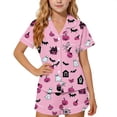thumbnail image 2 of Odeerbi Teen Boys Girls Halloween Pajamas Notched Lapel Short Sleeve Shirt Shorts Pajama Sets, 2 of 7
