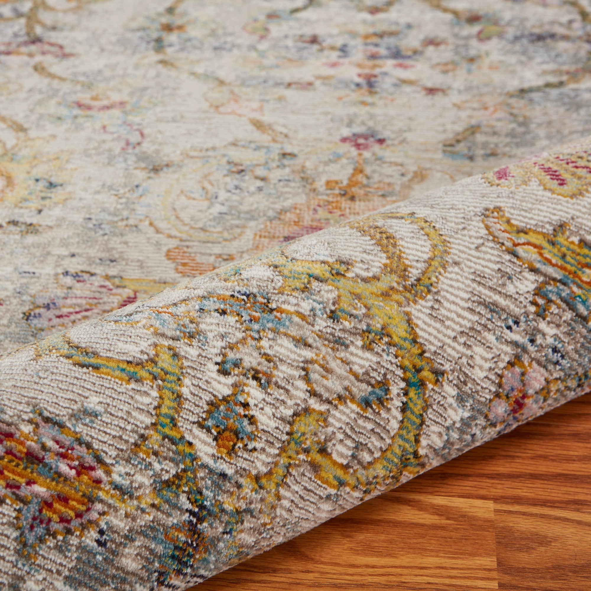 LR Home Ada 7'9" x 9'9" Green/Gray Distressed Floral Indoor Area Rug
