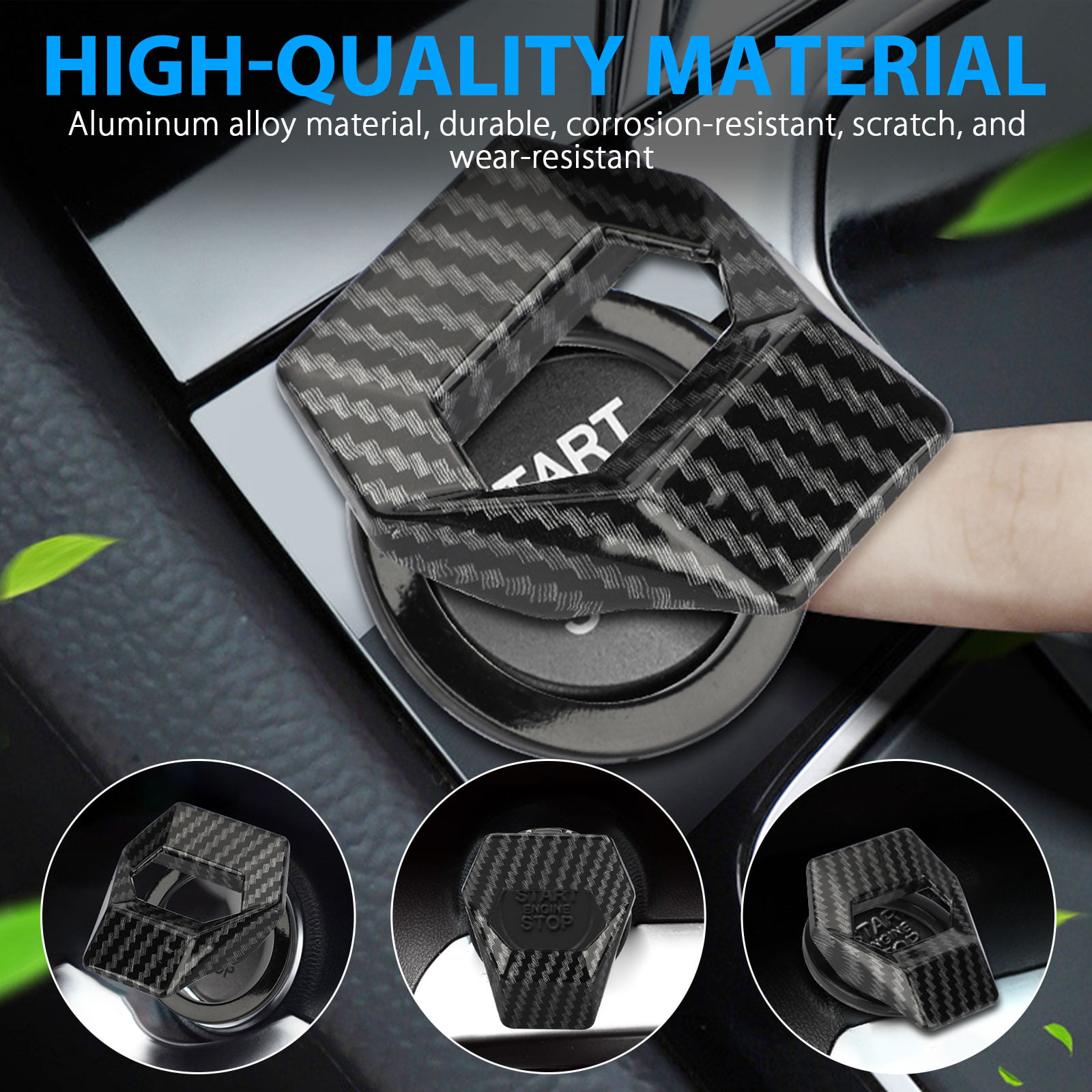 Details about  / Car Start Stop Button Protection Cover Carbon Fiber Universal Push Switch Engine