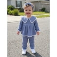 thumbnail image 6 of Loicainy Baby Toddler Girls Fall Clothes Set 3 6 12 18 24 Months 2T 3T Lace Trim Long Sleeve Doll Collar Tops and Elastic Waist Pants Headband Outfits, 6 of 9