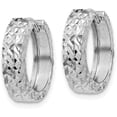thumbnail image 2 of 14k White Gold Diamond-cut Hinged Hoop Earrings - 12mm, 2 of 6