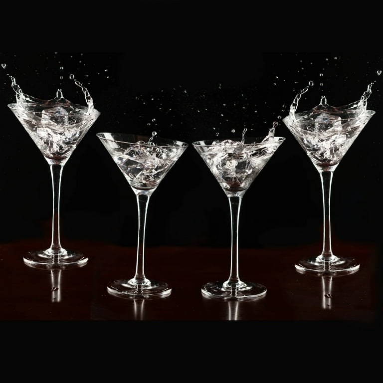 LEMONSODA Slanted Martini Glasses Set of 4 - Crystal Clear Martini Glasses  - Large Hand Blown Bar Glasses for Cosmopolitan, Margarita, Manhattan