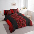 thumbnail image 3 of Homewish Red Leopard Print Twin Bedding Sets 7-Piece for Female, Chic Stripe Abstract Bedding Comforter Set, Modern Fashion Art Reversible Sheet Sets, Ultra Soft Bedroom Decor, 3 of 7