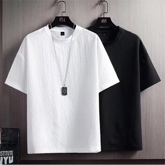 T Shirt for Men Cotton Short/long Sleeve Big and Tall Cotton Short Sleeve Snug Fit Printing Crew Neck Casual Summer Beach Basic Shirts for Men