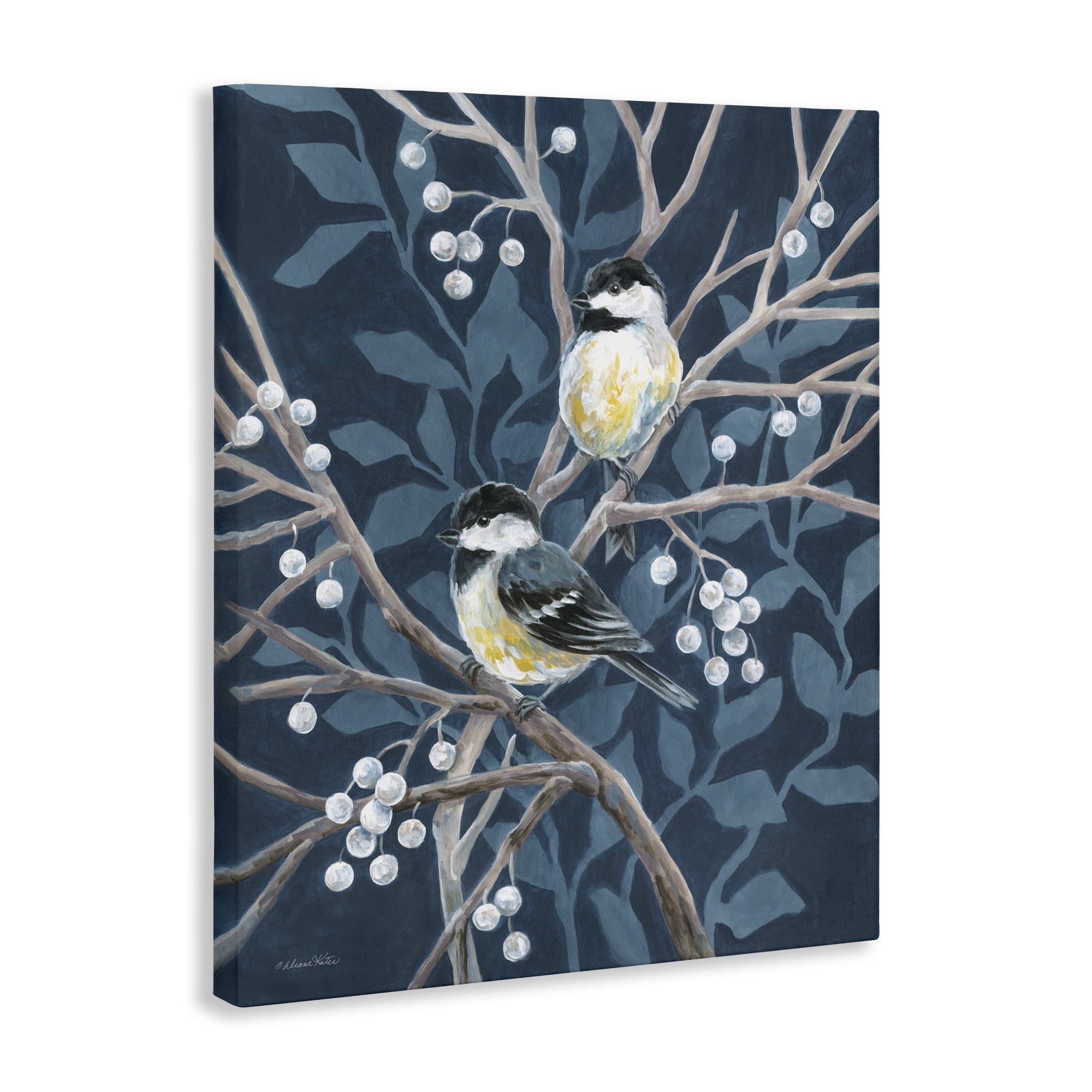 Stupell Industries Chickadees on Winter Berries Canvas Wall Art, design by Diane Kater