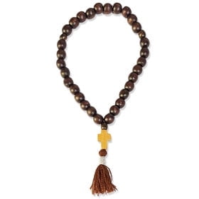 Wooden Prayer Rope 33 Beads With Cross