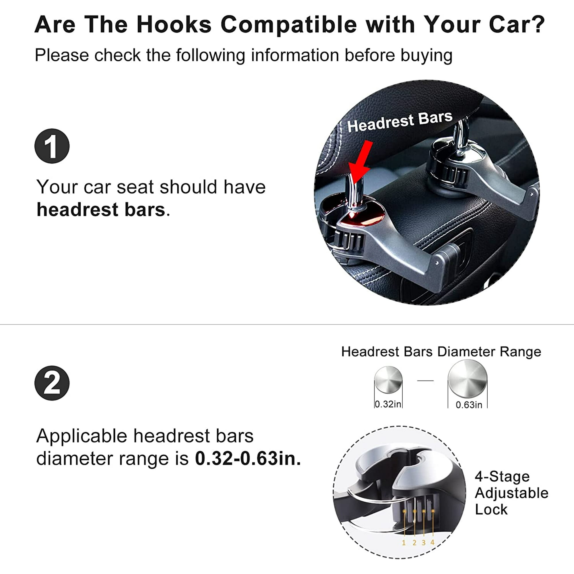 BEST Car Headrest Hidden Hook with Phone Holder Car Seat Hooks for Purses and Bags Universal 360 Rotation Headrest Hooks Purse Holder for Car Car