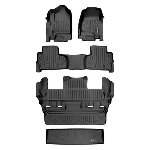 SMARTLINER 4 Rows Custom Fit Floor Liners Compatible with 2015 - 2020 Chevrolet Tahoe 7 Passenger