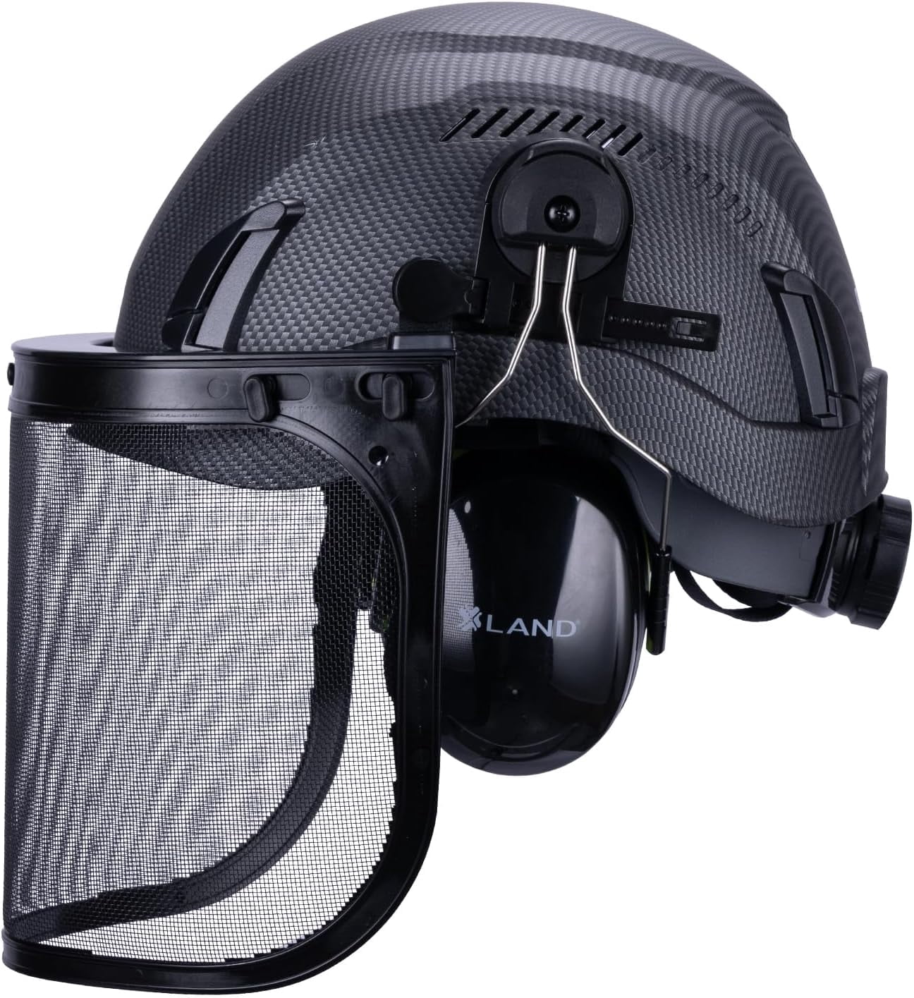 EcoPro Forestry Kit - ANSI Z89.1 Type I Class C Vented - Forestry Helmet Kit with Faceshield & Earmuffs - 3 in 1 Ideal for Arborists - Carbon Fiber