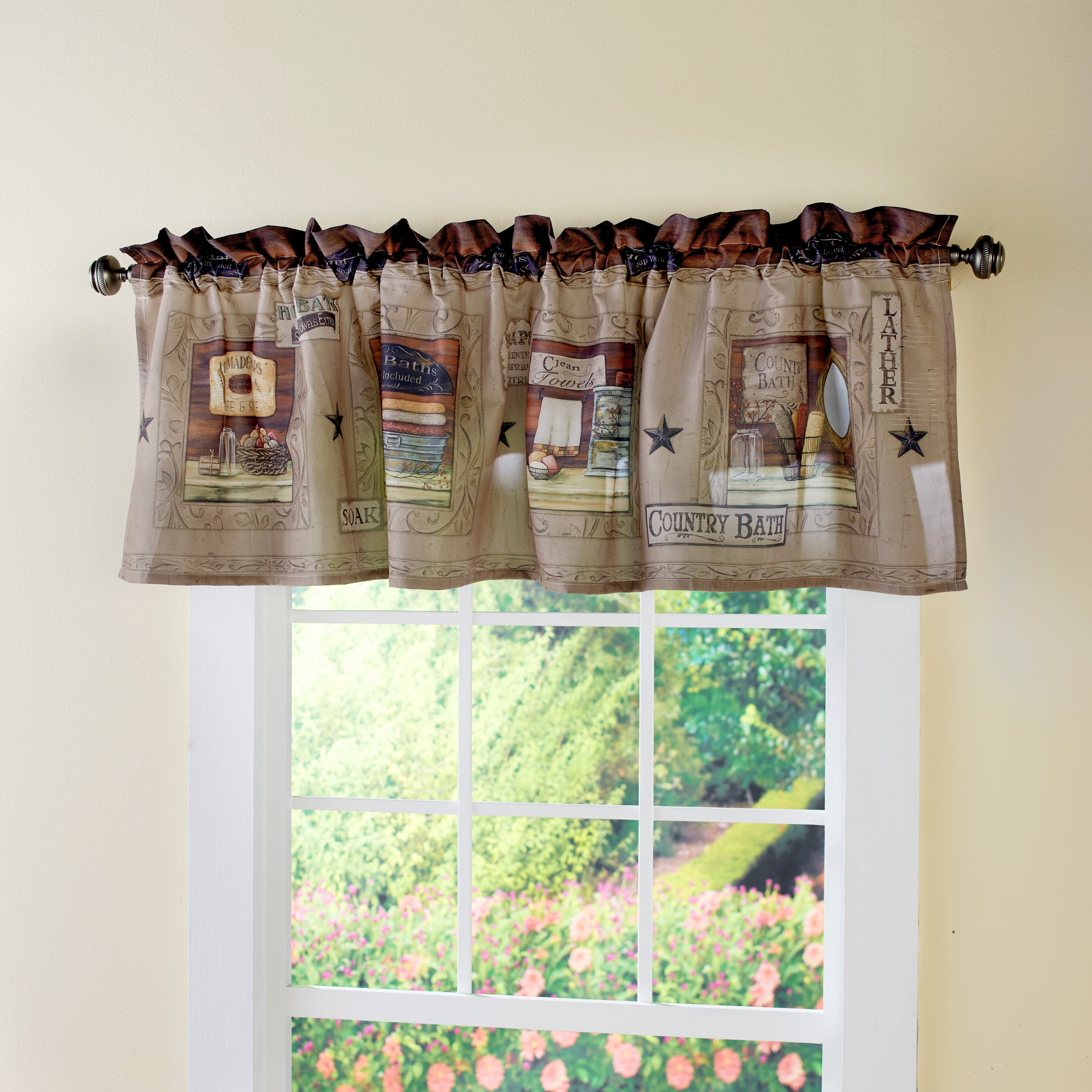 Country Sayings Bathroom Valance Rustic Window Treatment Accent Country Sayings Bathroom Valance