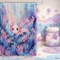 thumbnail image 2 of Manfei Colorful Axolotl Shower Curtain 72Wx72L,Aquatic Amphibian Bathroom Curtain, 2 of 5