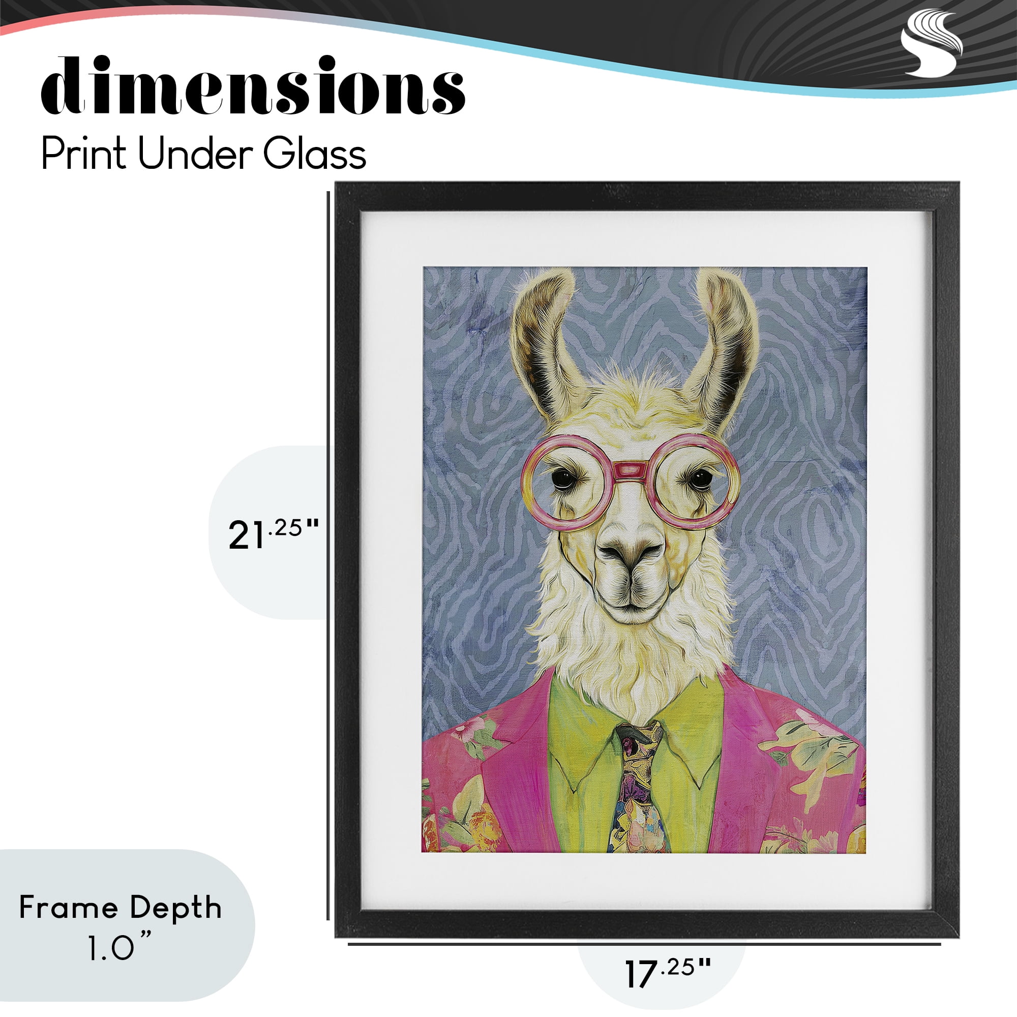 Stupell Industries Bright Gaze Llama Black Framed Print Under Glass, design by Svetlana Aleynikova